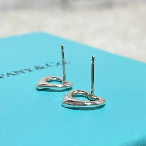 Tiffany & Co Open Heart Stud Earrings 925 Sterling Silver - Picture 10 of 15